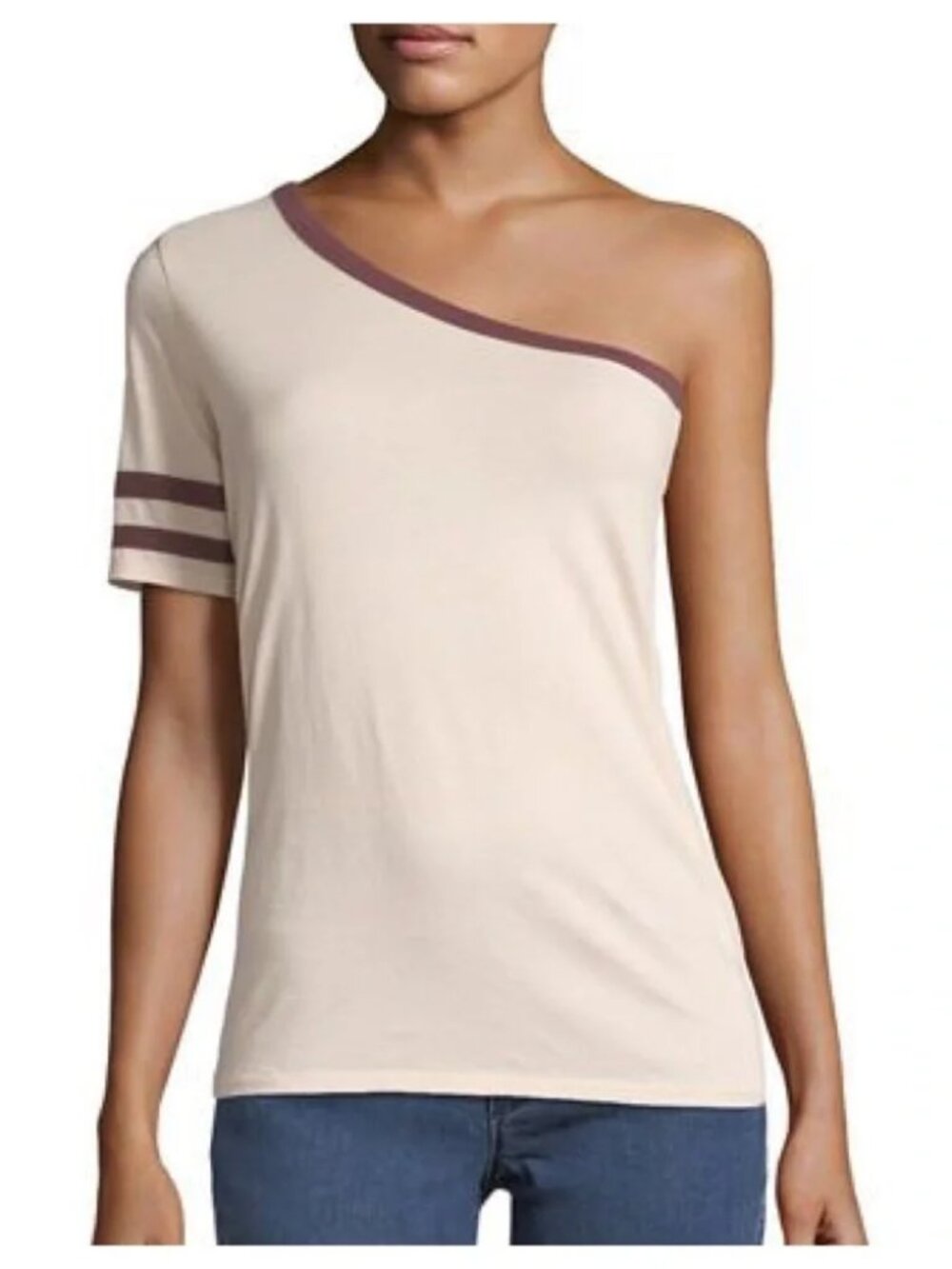 Nation LTD Yorkville One Shoulder Tee — Seattle Sky/Navy